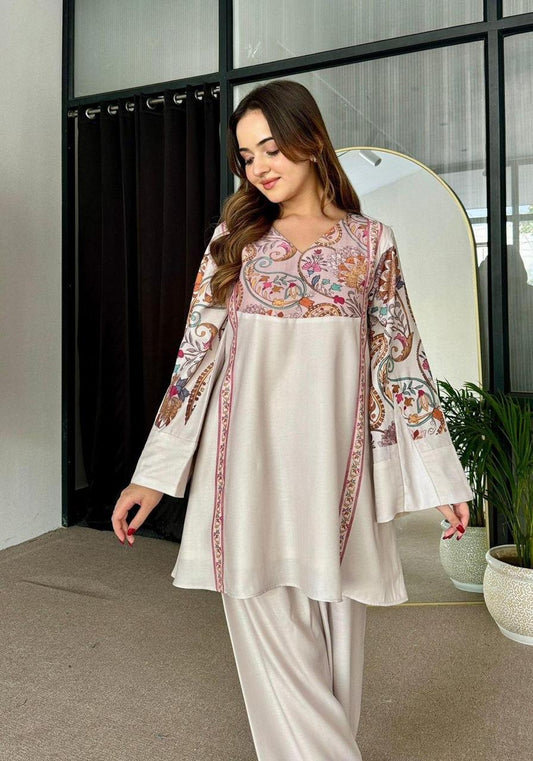 2 Pcs Women's Stitched Printed Co-Ord Set