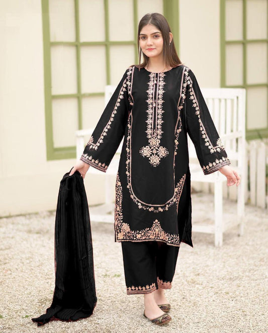 3 Pcs Women's Stitched Sequins Embroidered shirt